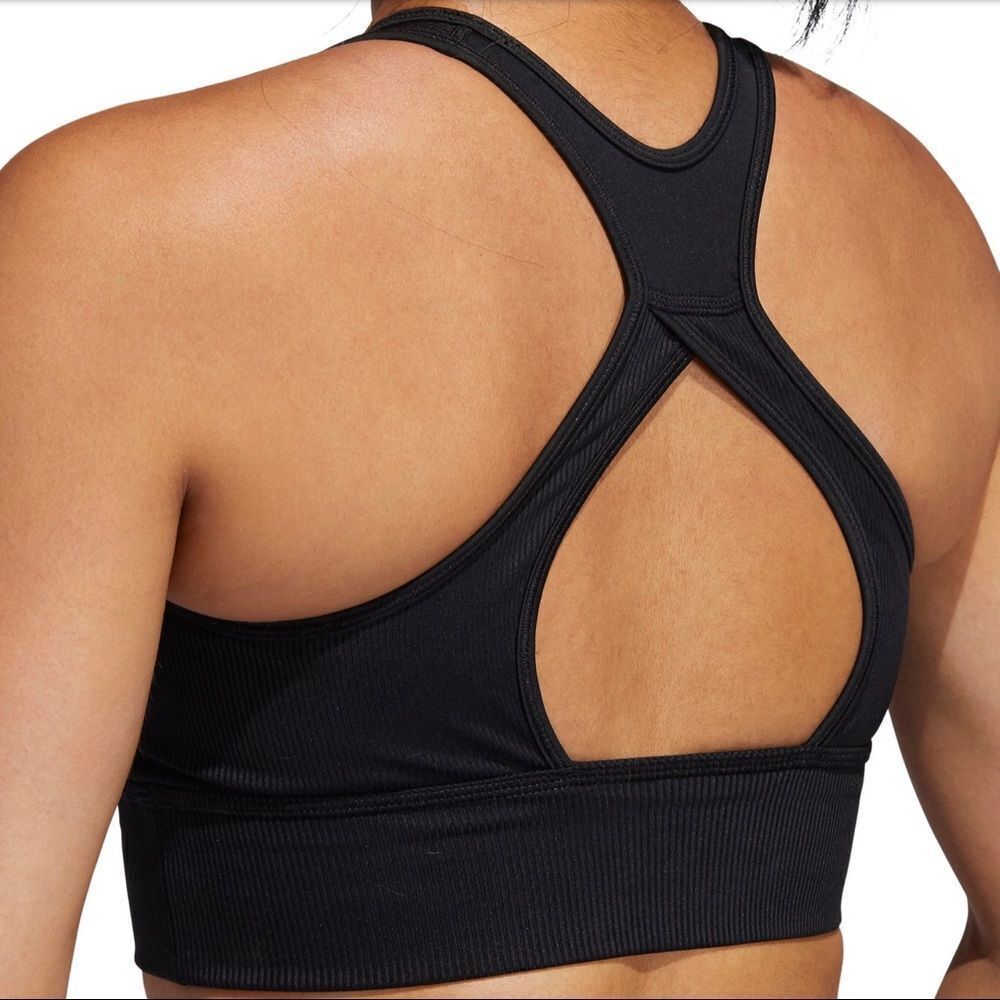 🆕 ADIDAS Ribbed Longline Sports Bra Black Size‎ Extra Small NWT - Picture 2 of 7